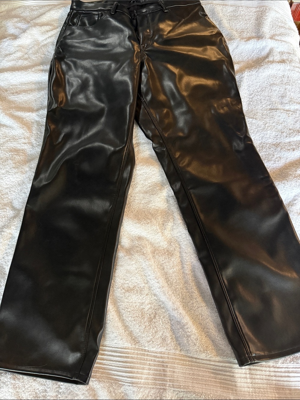 Good American Black Faux Leather Pants